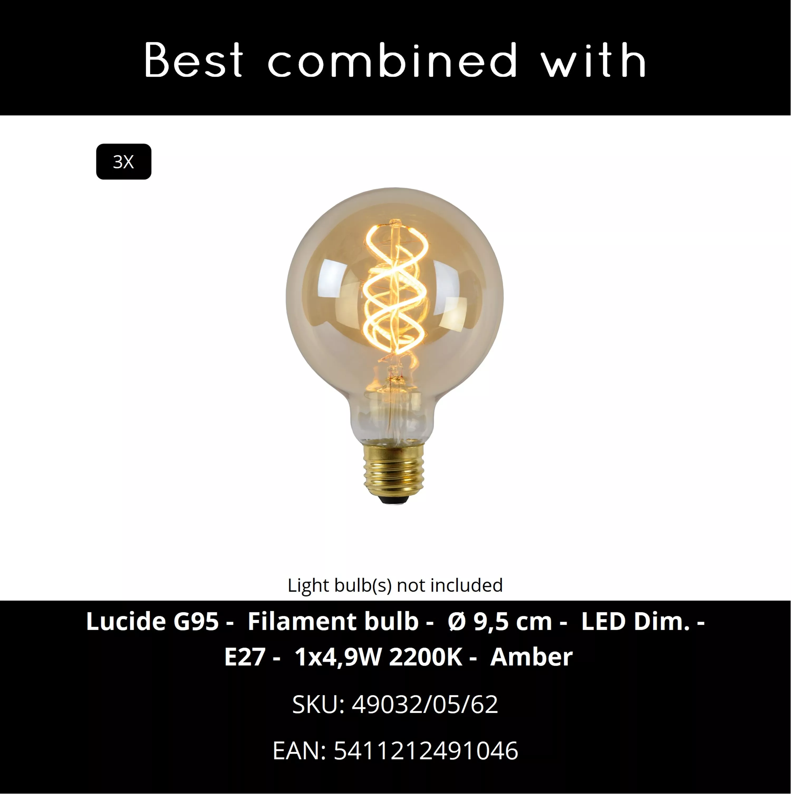 Lucide DANZA - Hanglamp - 3xE27 - Mat Goud / Messing Lucide DANZA - Hanglamp - 3xE27 - Mat Goud / Messing